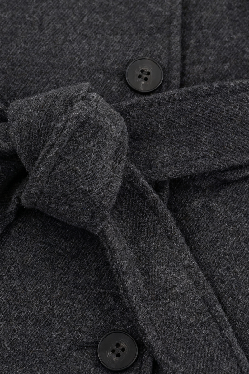 Celeste Long Stand Collar Wool-Look Coat in Grey, view 7