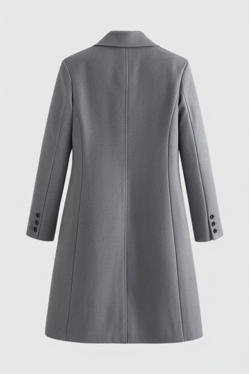Colette Long Lapel Wool-Look Coat in Grey, view 4
