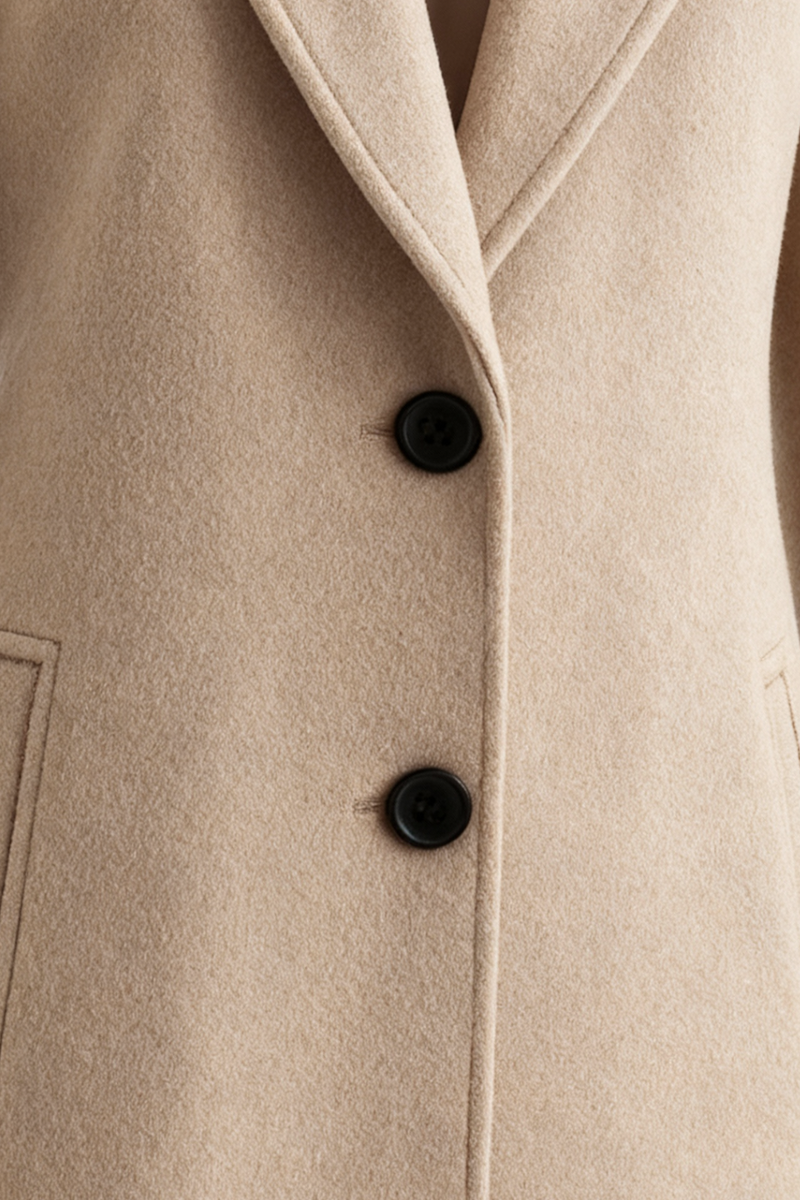 Adeline Long Slim-Fit Wool-Look Coat in Khaki, view 6