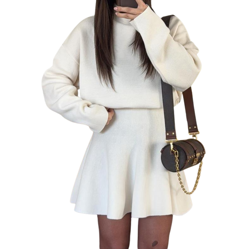 Valentina Fit and Flare Turtleneck Mini Dress in Burgundy, view 4