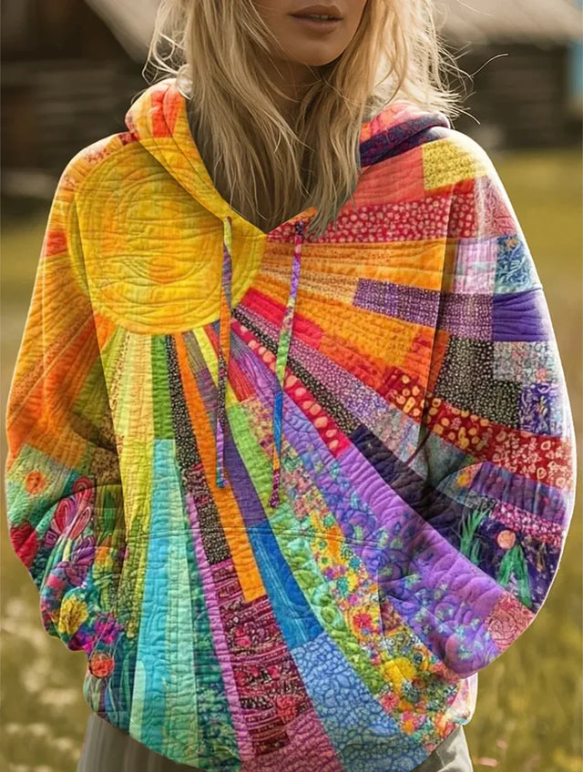 Federica Multicolor Patchwork Print Hoodie in Multicolour, view 1