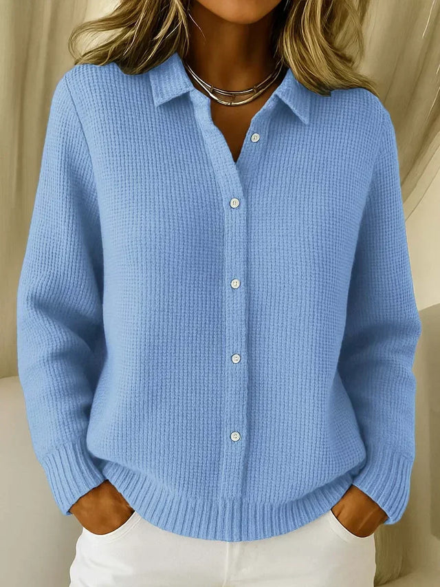 Petra Button-Front Longline Cardigan in Blue, view 1