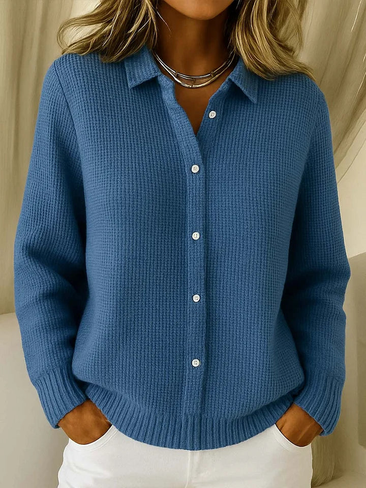Petra Button-Front Longline Cardigan in Blue, view 4