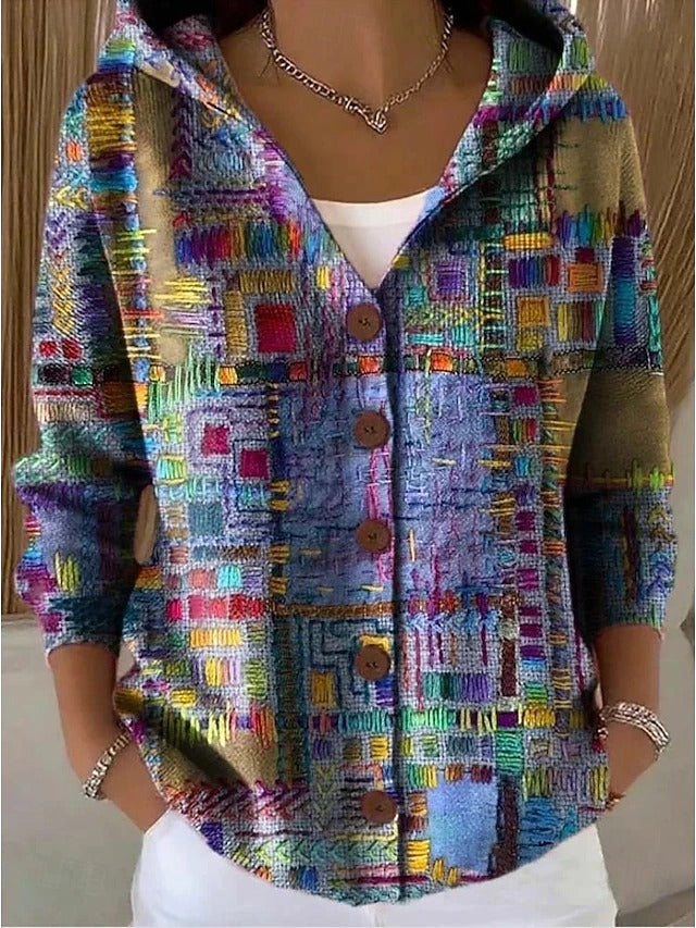 Annika Button Hooded Cardigan Sweater in Style I, view 1