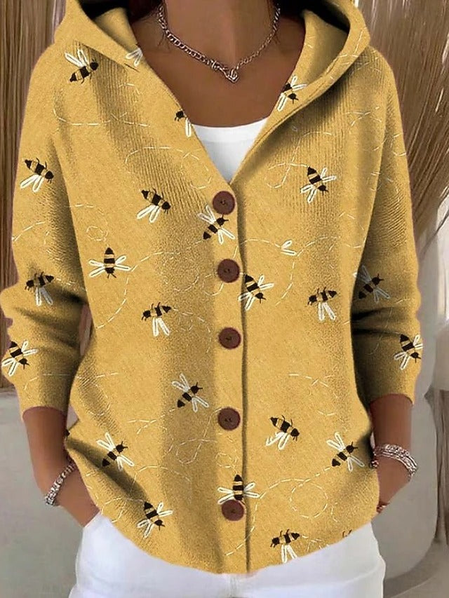 Annika Button Hooded Cardigan Sweater in Style I, view 2