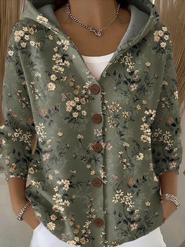 Annika Button Hooded Cardigan Sweater in Style I, view 4