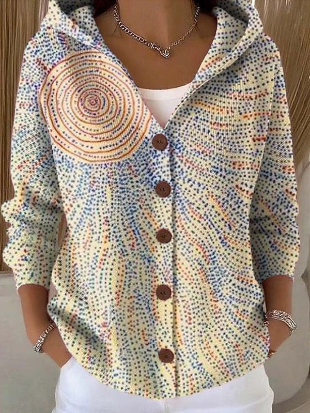 Annika Button Hooded Cardigan Sweater in Style I, view 6
