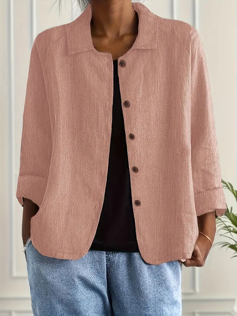 Delphine Button-Up Casual Cardigan in Sky Blue, view 4