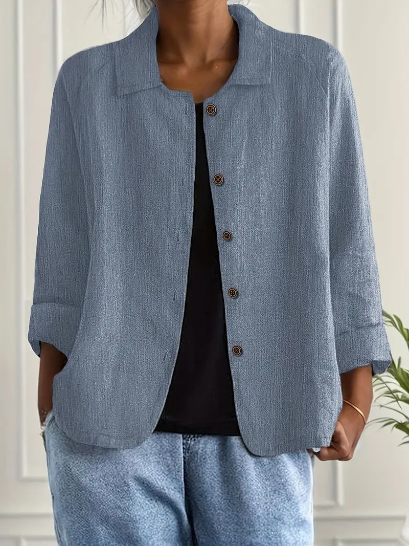 Delphine Button-Up Casual Cardigan in Sky Blue, view 6