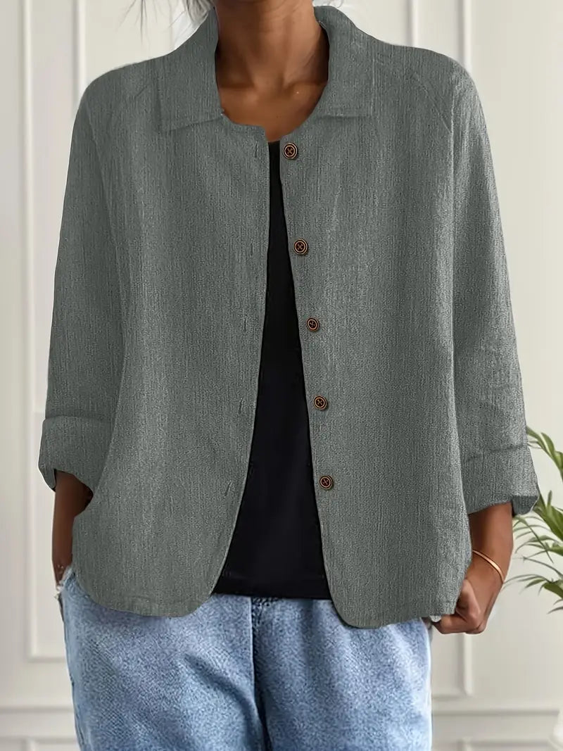Delphine Button-Up Casual Cardigan in Sky Blue, view 7