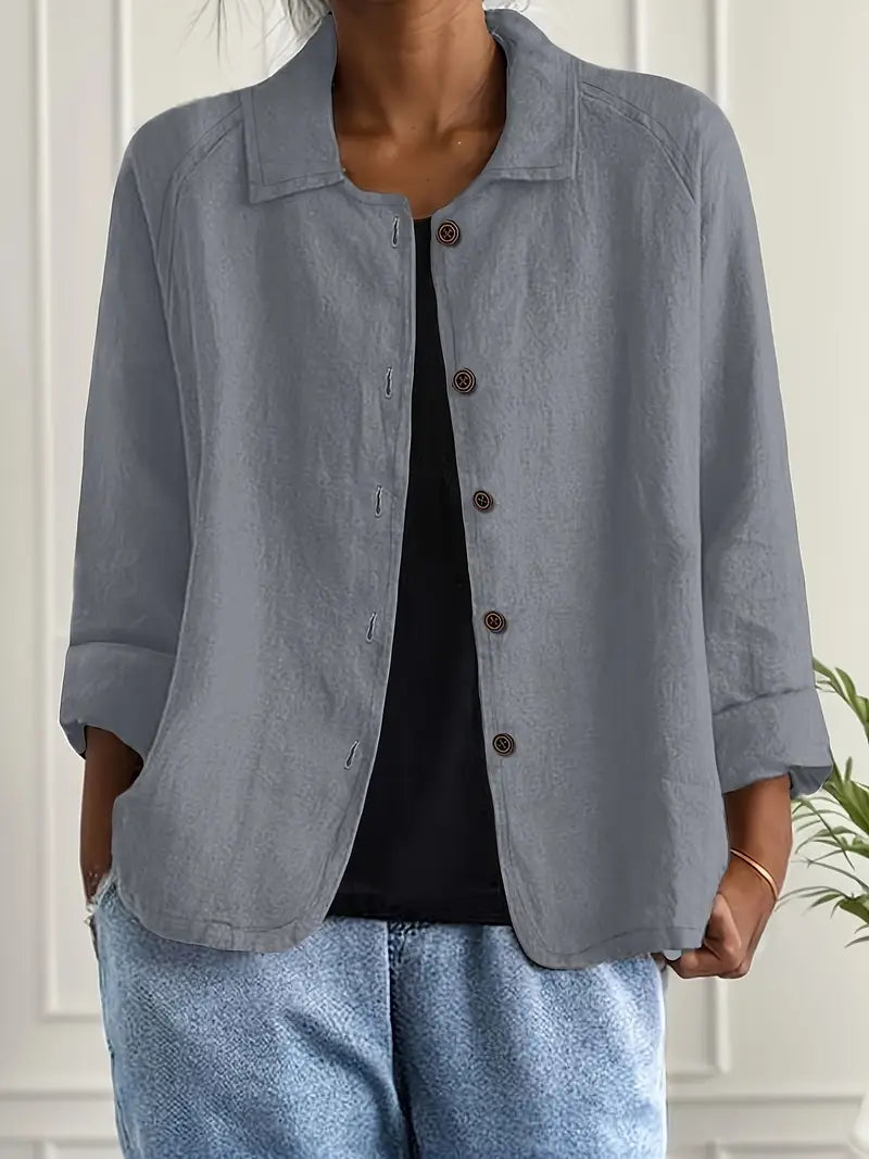 Delphine Button-Up Casual Cardigan in Sky Blue, view 9