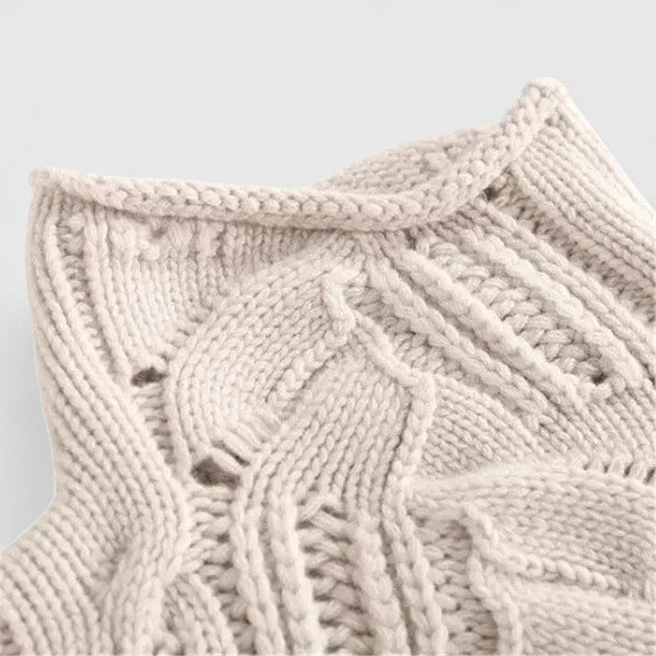 Isadora Cable Knit Turtleneck Sweater in Blue, view 4