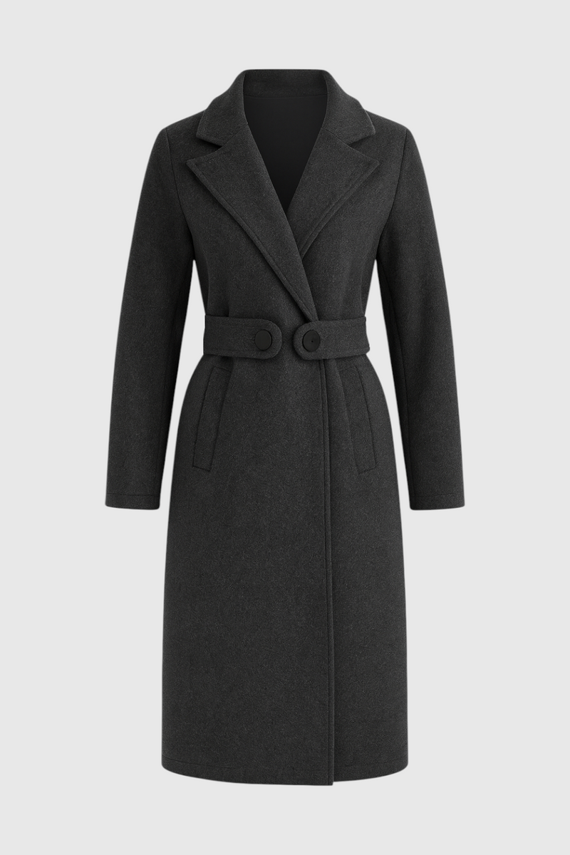 Rosalind Mid-Length Wool-Look Coat in Dark Grey, view 3