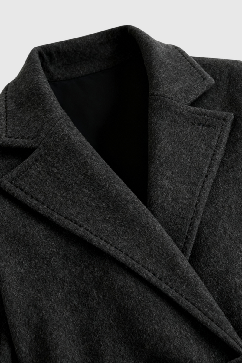 Rosalind Mid-Length Wool-Look Coat in Dark Grey, view 5