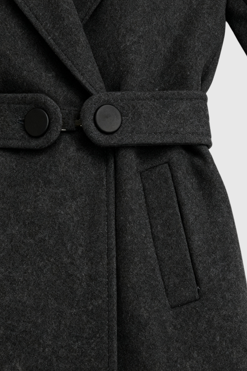 Rosalind Mid-Length Wool-Look Coat in Dark Grey, view 6