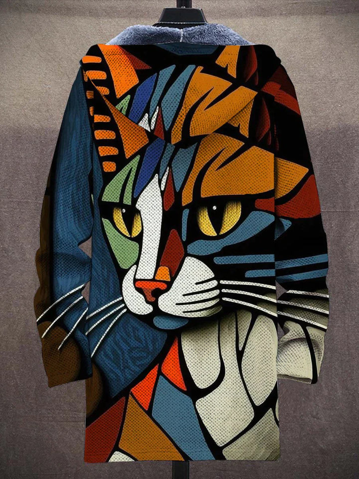 Simone Graphic Cat Print Cardigan in Mulitcolor, view 2