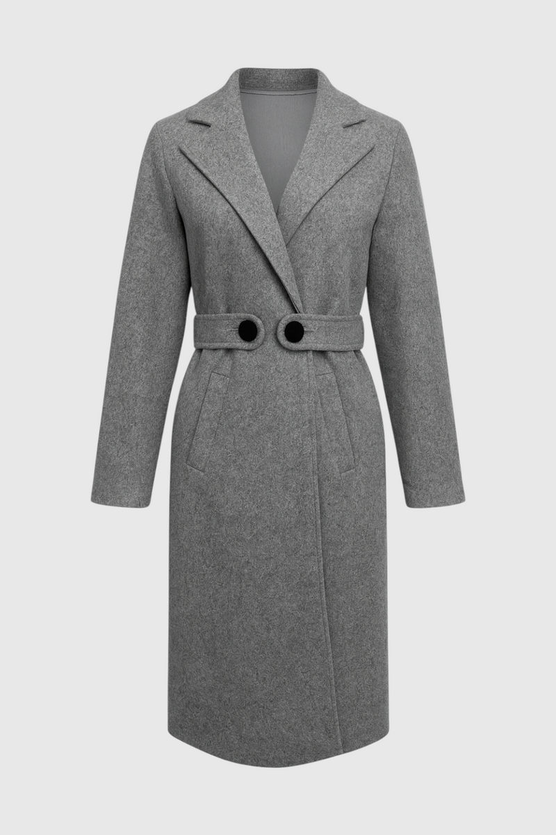 Vivienne Mid-Length Wool-Look Coat in Grey, view 3