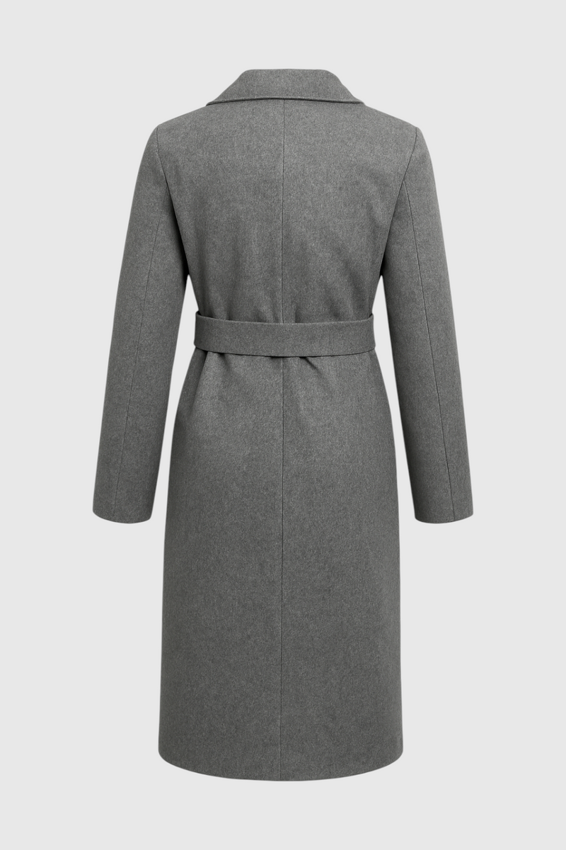 Vivienne Mid-Length Wool-Look Coat in Grey, view 4