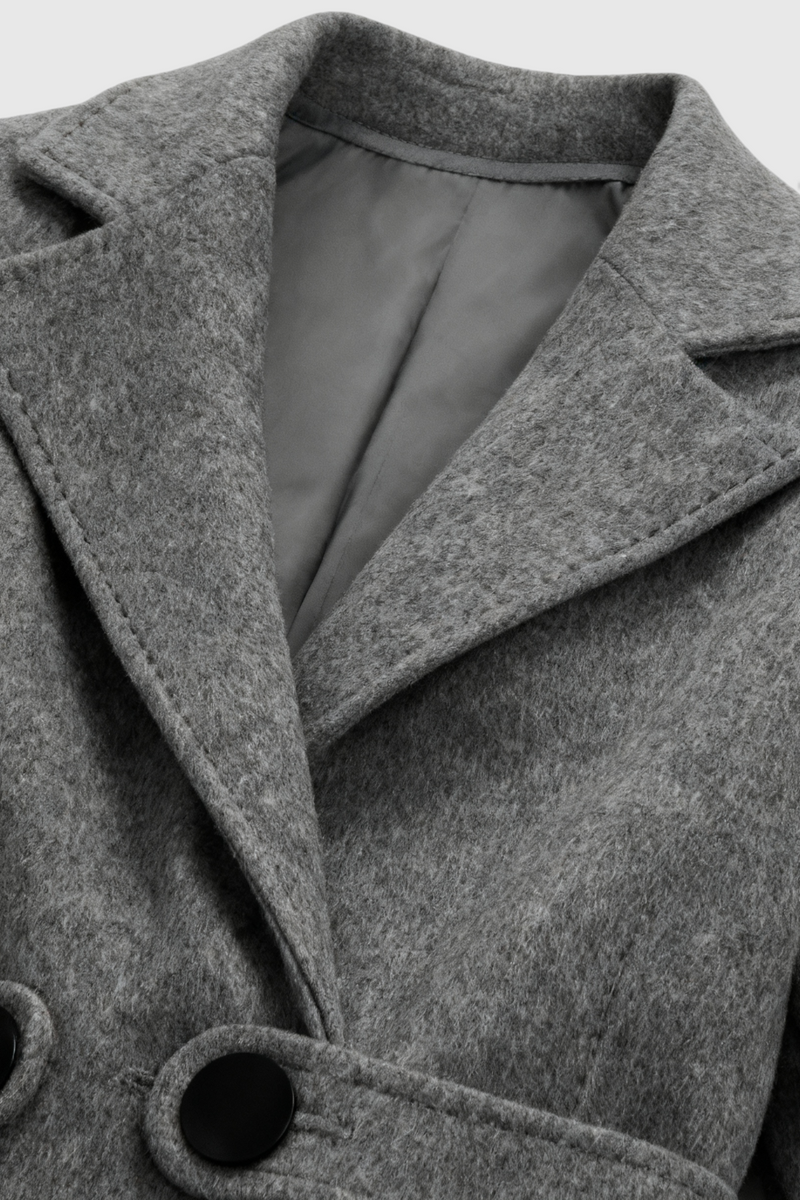 Vivienne Mid-Length Wool-Look Coat in Grey, view 5
