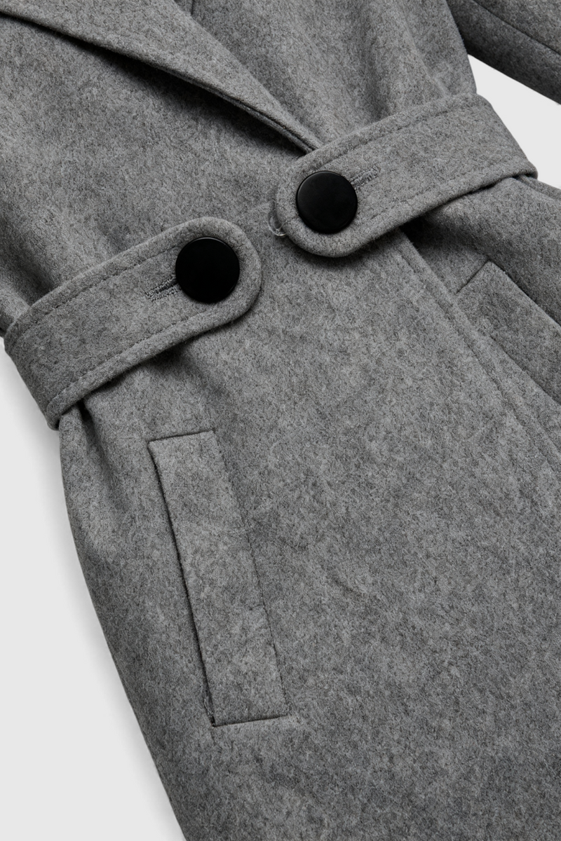 Vivienne Mid-Length Wool-Look Coat in Grey, view 6