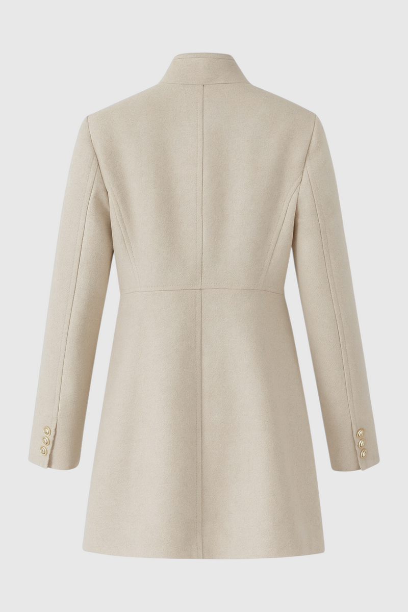 Verena Double-Breasted Wool-Look Coat in Khaki, view 4