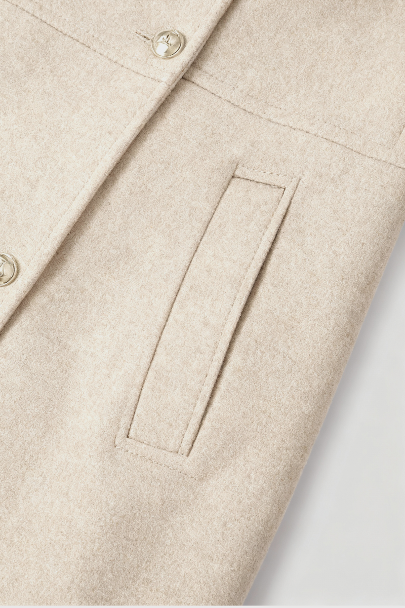 Verena Double-Breasted Wool-Look Coat in Khaki, view 6