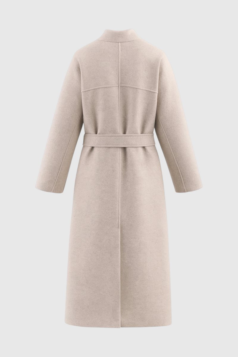 Franca Winter Coat with Crew Neck in Beige, view 4