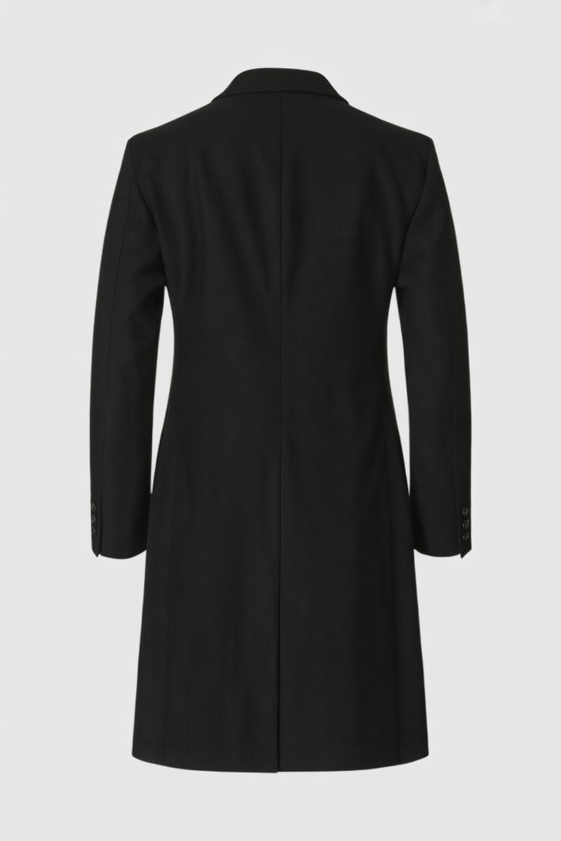 Marion Long Lapel Wool-Look Coat in Black, view 4