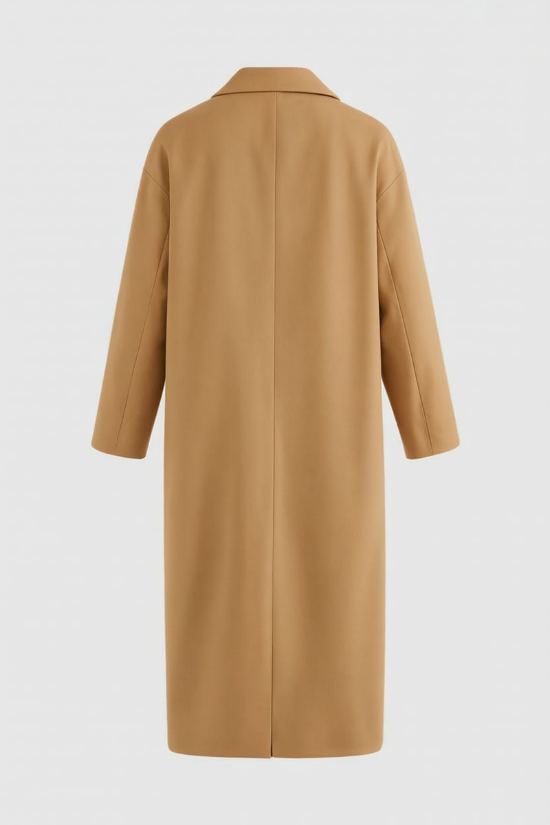 Ingrid Double-Breasted Coat with Flip Collar in Brown, view 4