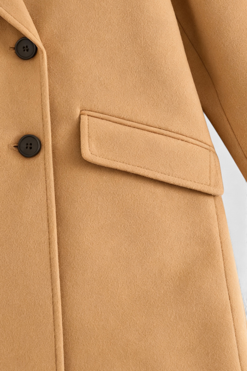 Ingrid Double-Breasted Coat with Flip Collar in Brown, view 7