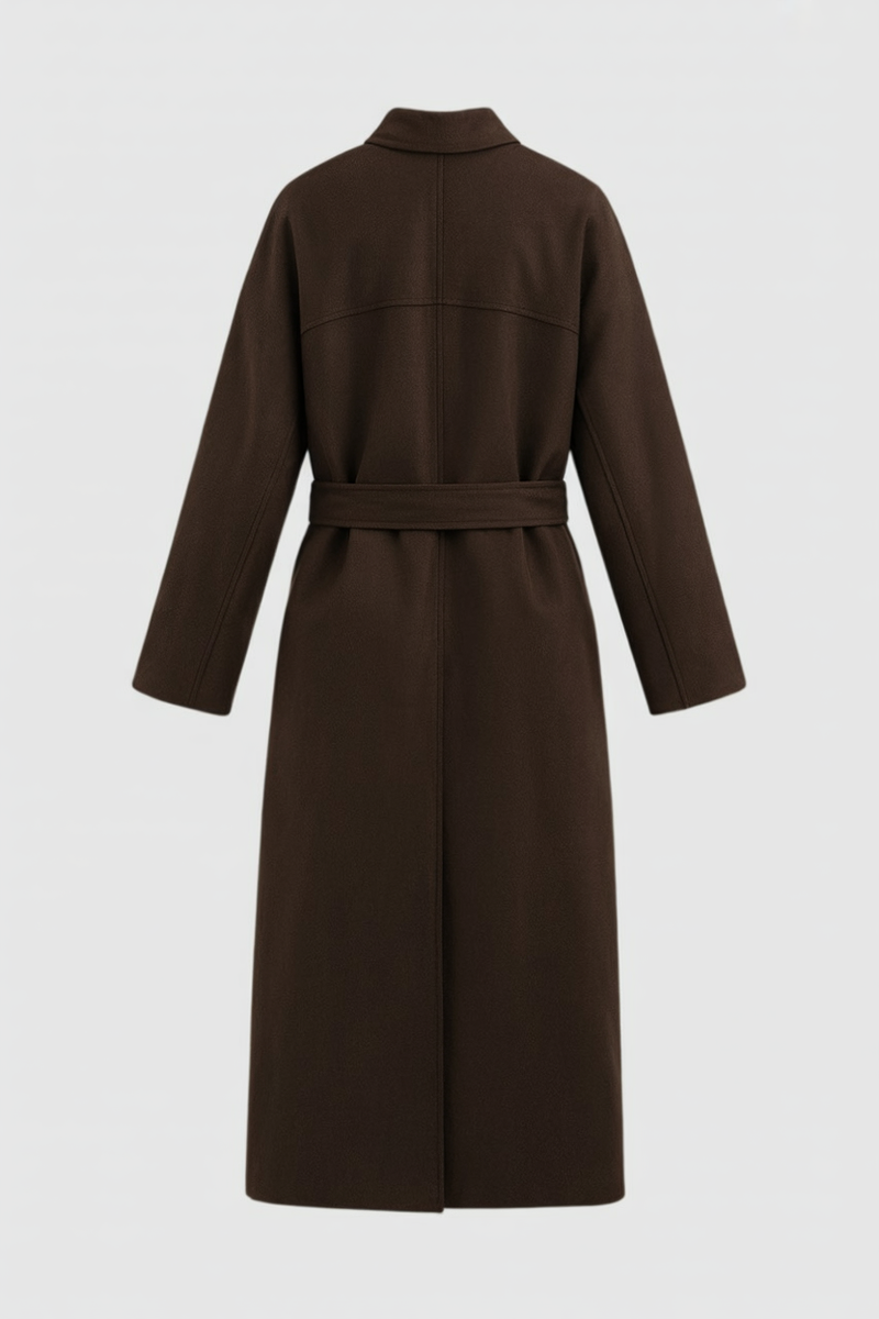 Louisa Winter Coat with Crew Neck in Brown, view 5