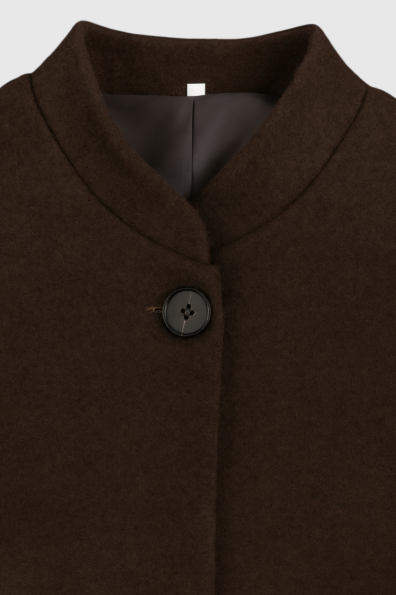 Louisa Winter Coat with Crew Neck in Brown, view 6