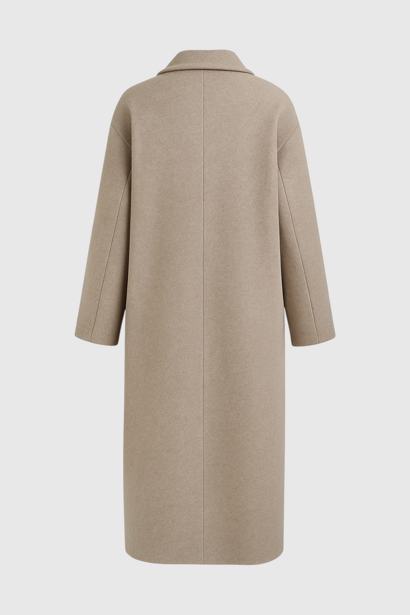 Helena Double-Breasted Coat with Flip Collar in Khaki, view 4