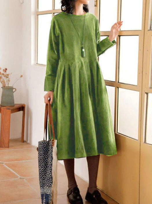 Ursula A-Line Long Sleeve Midi Dress in Blue, view 4