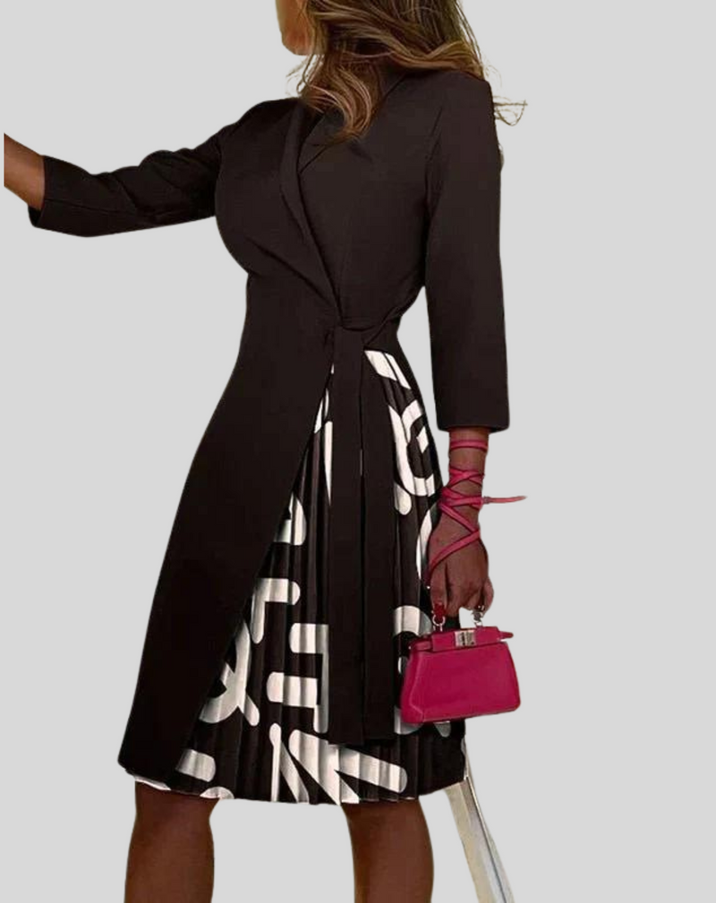 Theodora Belted Pleated Wrap Midi Dress in Apricot, view 8