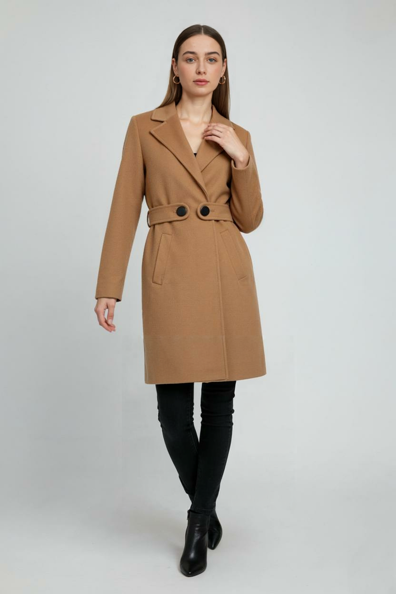 Beatrice Mid-Length Coat in Brown, view 2