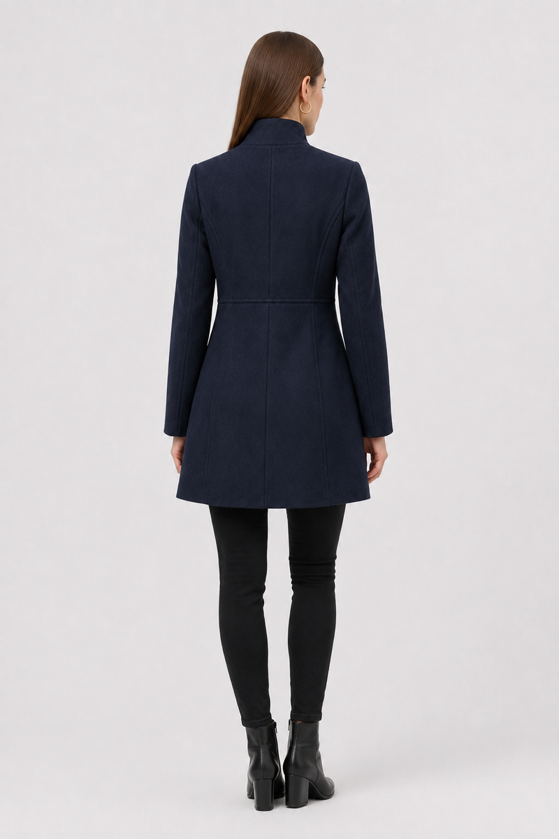 Margaux Double-Breasted Wool-Look Coat in Navy blue, view 3