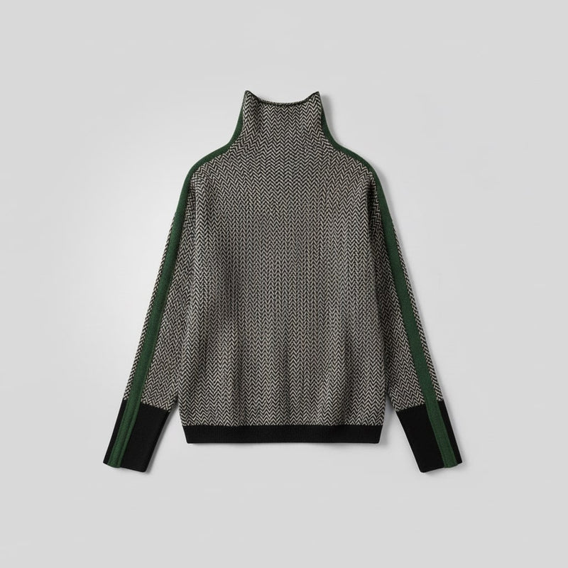 Florence Striped Color Block Turtleneck Sweater in Orange, view 4