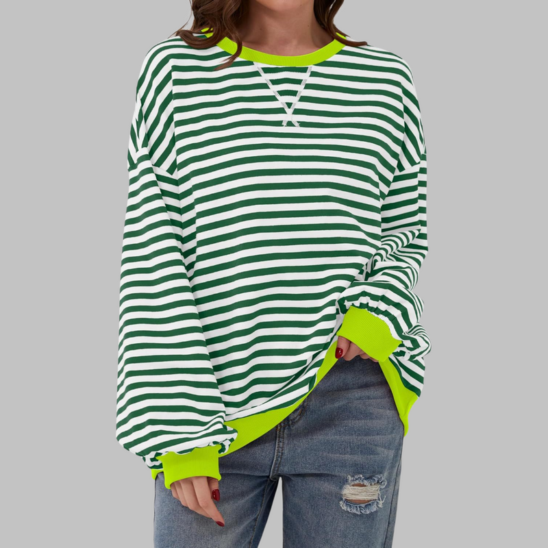 Lucinda Striped Long Sleeve Round Neck Shirt in Black, view 3