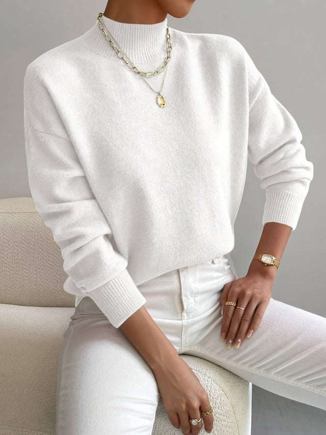 Giselle Classic Turtleneck Sweater in White, view 1