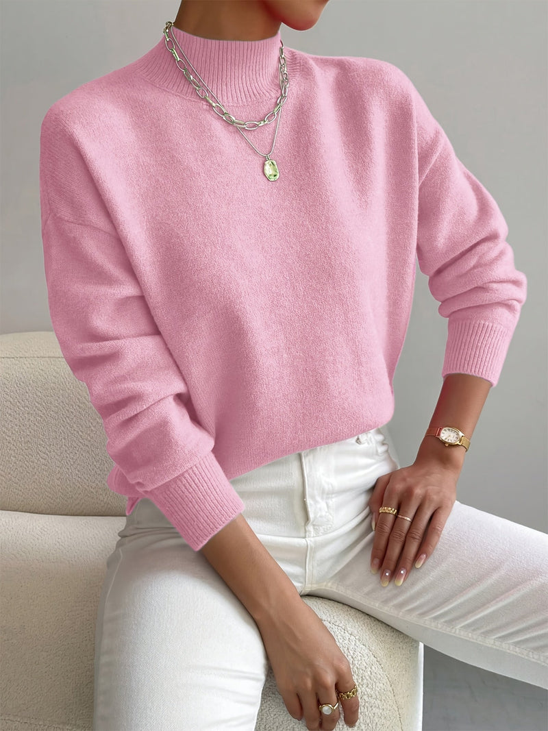 Giselle Classic Turtleneck Sweater in Light Pink, view 2