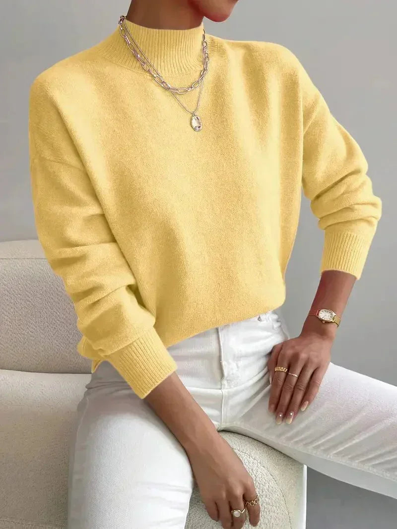 Giselle Classic Turtleneck Sweater in Yellow, view 3
