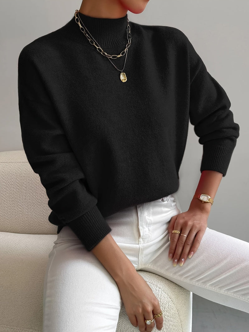 Giselle Classic Turtleneck Sweater in Black, view 5