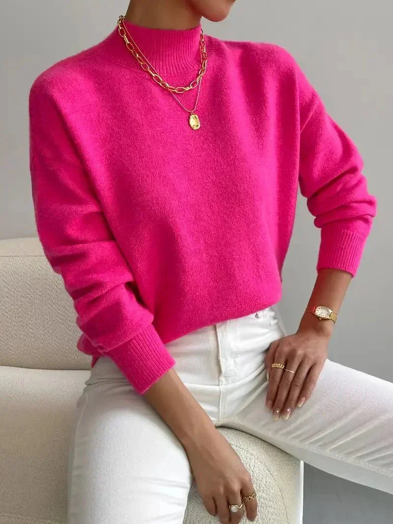 Giselle Classic Turtleneck Sweater in Pink, view 6