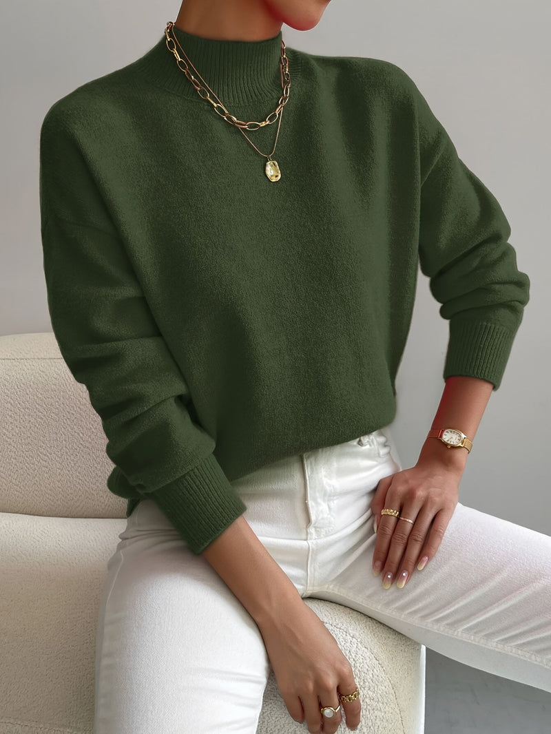 Giselle Classic Turtleneck Sweater in Army Green, view 8